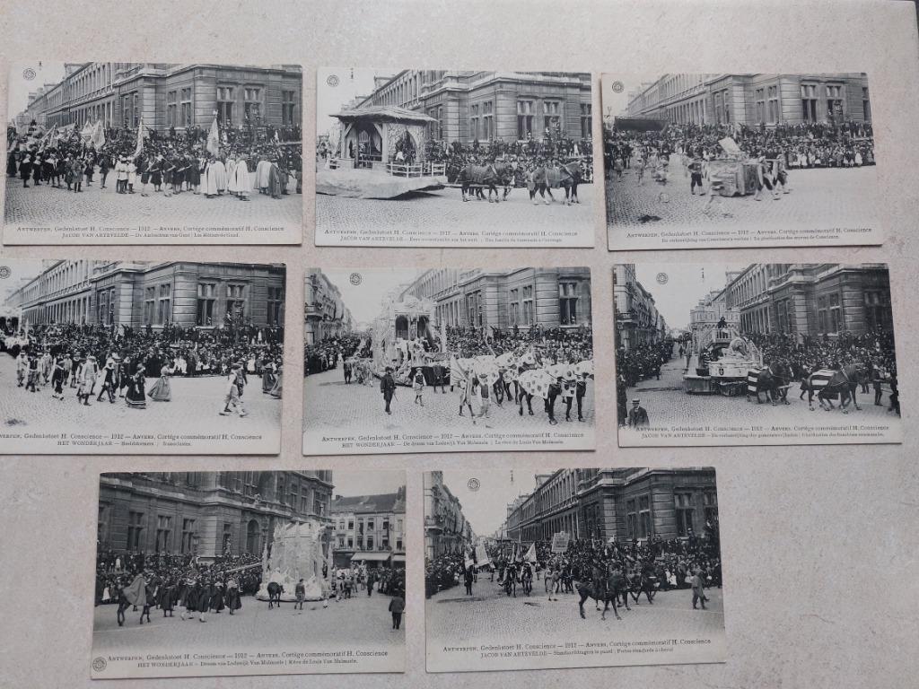 lot van 8 oude postkaarten Antwerpen(1912) H.Consciencestoet, Verzenden, Antwerpen