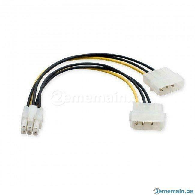Adaptateur d'alimentation Molex (x2) vers connecteur PCI-E 6, Neuf