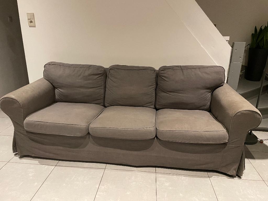 Canapé gris 3 places déhoussable ikea, 200 à 250 cm, Banc droit, Enlèvement, Utilisé