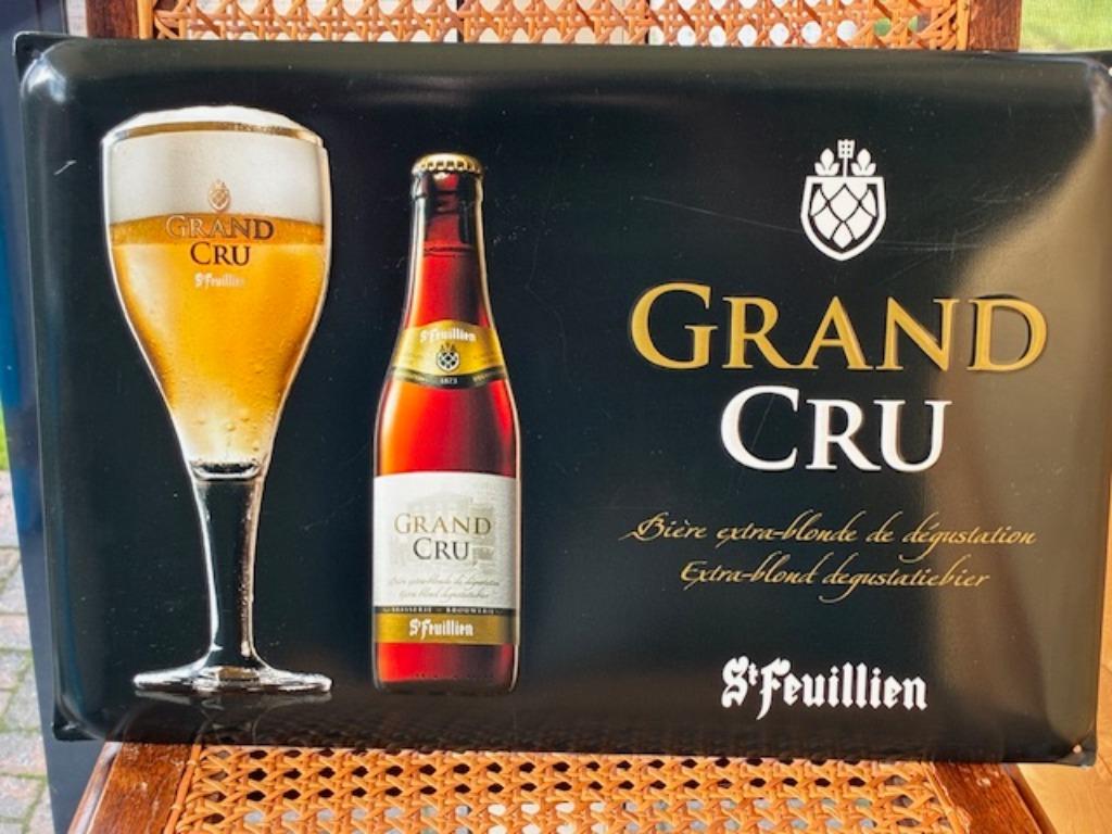Placard en métal St Feuillien Grand Cru, Collections, Enlèvement ou Envoi, Comme neuf, Panneau publicitaire