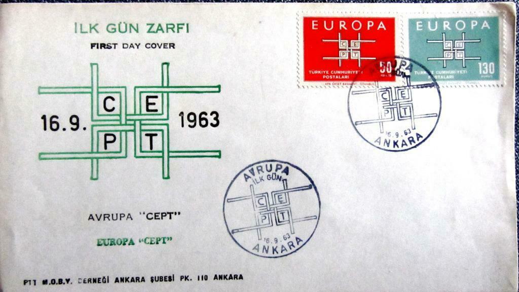 FIRST DAY COVER- THEMA EUROPA- TURKIJE  1963, Ophalen of Verzenden, Gestempeld