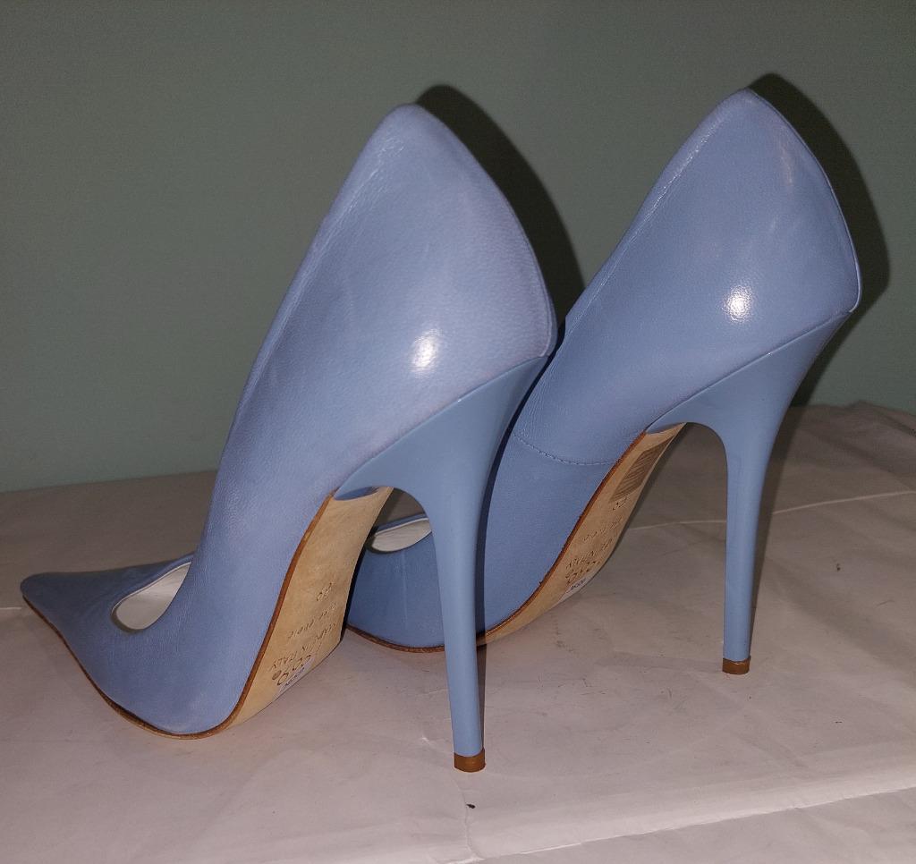 659C* Sexy hemelsblauwe leren pump hoge hakken uit 1969 (39), Pumps, Nieuw, Verzenden, Blauw
