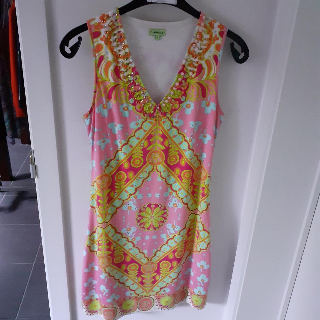 K-DESIGN Roos kleedje met print Maat: S Prijs: € 7, K-design, Enlèvement ou Envoi, Rose, Taille 36 (S)