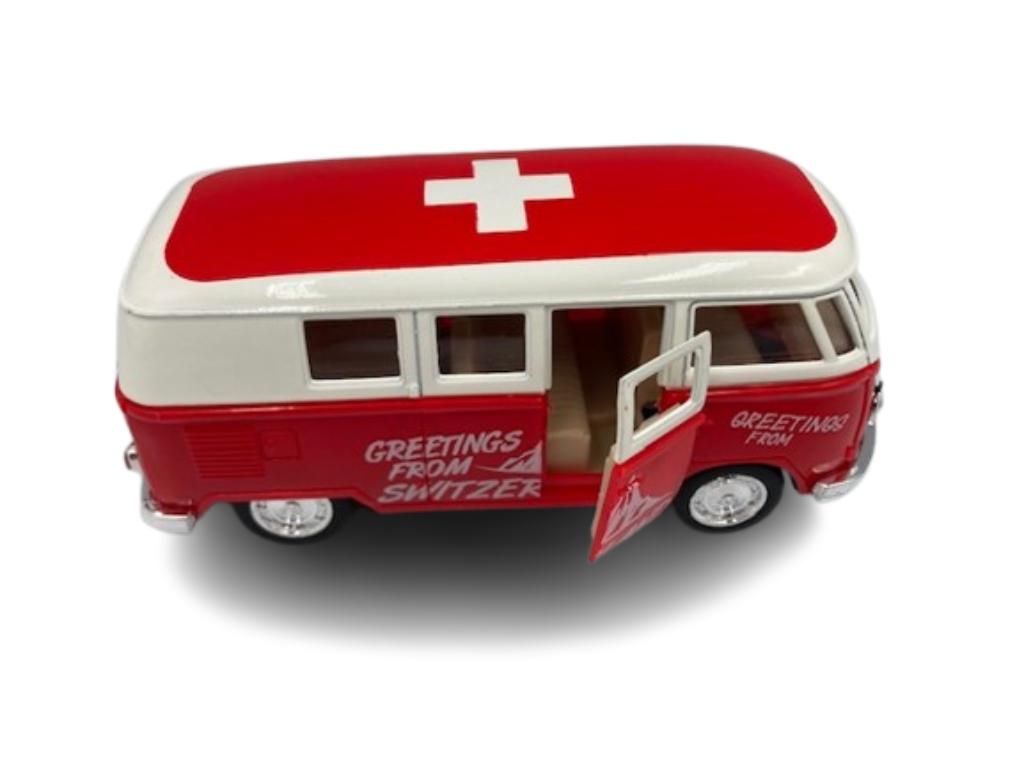 VW T1 busje - Greetings from Switzerland - schaalmodel, Verzamelen, Ophalen of Verzenden, Zo goed als nieuw, Auto's