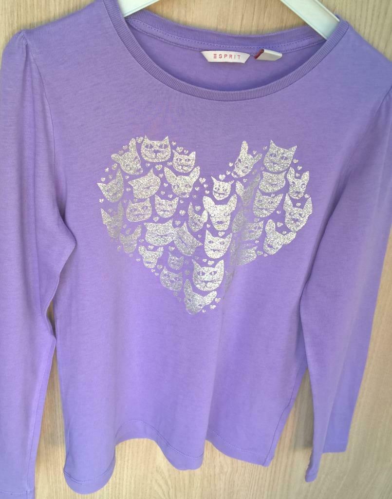 Paarse longsleeve met dierenprint - Esprit - maat 128-134, Kinderen en Baby's, Kinderkleding | Maat 128, Meisje, Ophalen of Verzenden