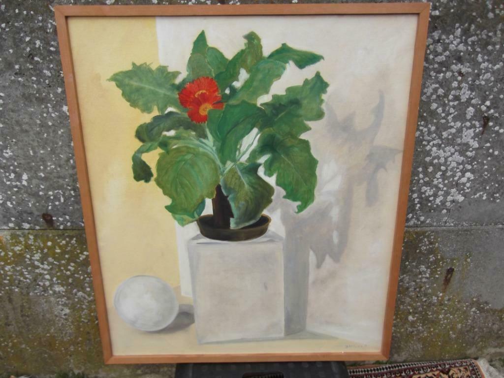 Bloemen in pot op doek, Antiek en Kunst, Ophalen