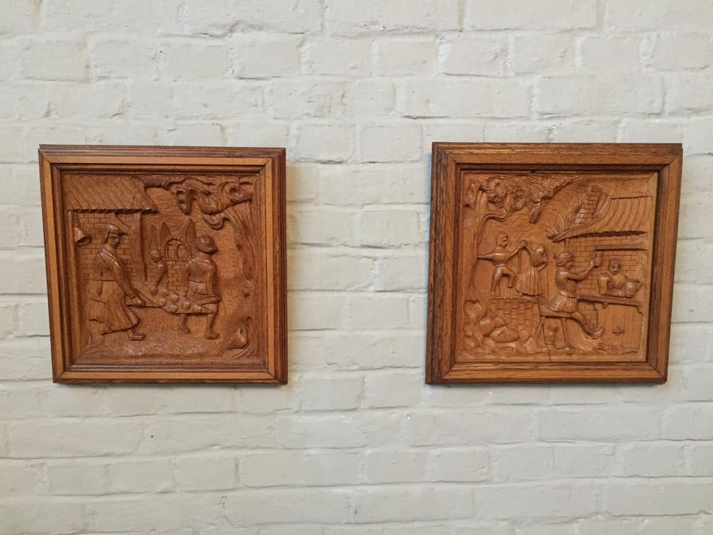 2 houten paneeltjes, Antiek en Kunst, Ophalen
