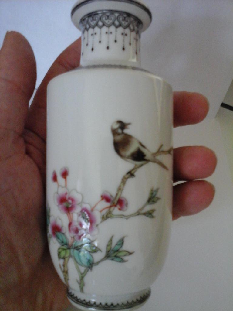 Vase rouleau porcelaine chinoise Kaofang 1960s (12.50cm), Enlèvement ou Envoi
