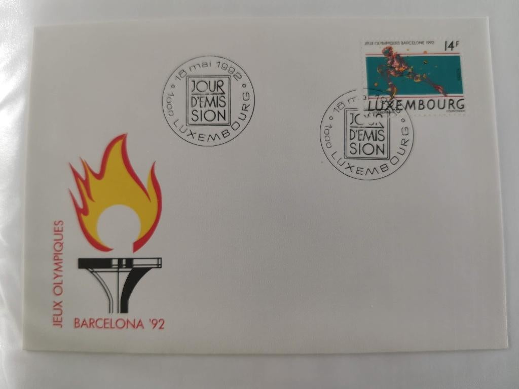 Luxemburg 1992 - FDC - sport - Olympische Spelen Barcelona, Postzegels en Munten, Ophalen of Verzenden, Gestempeld