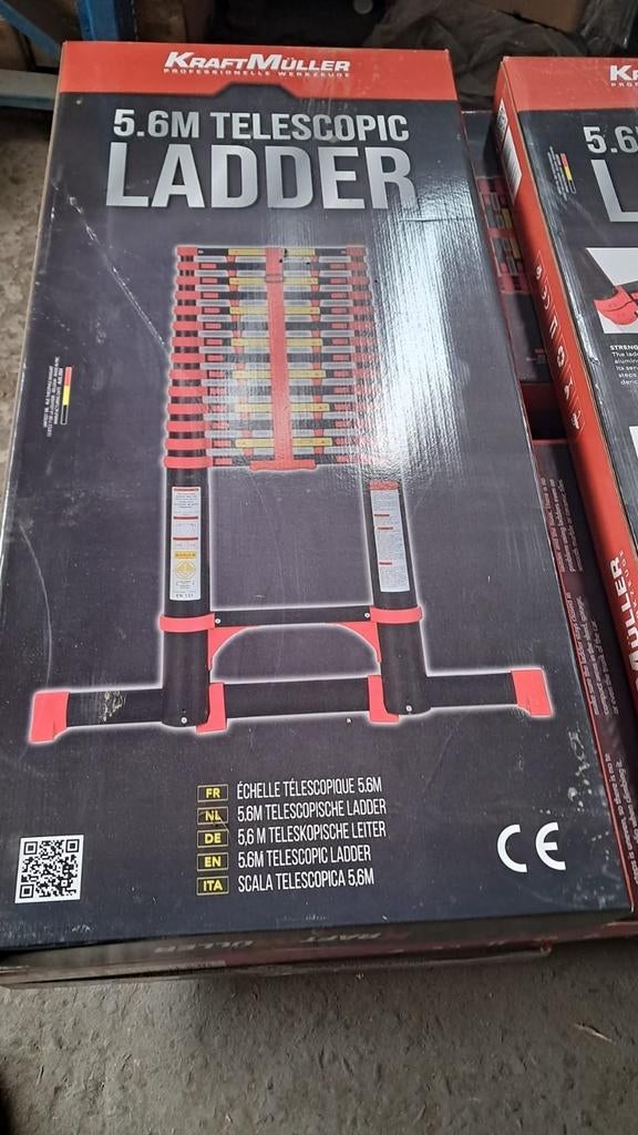 Diverse modellen nieuwe telescoopladder 5.60m en 3.80m, Doe-het-zelf en Bouw, Ophalen of Verzenden, Nieuw
