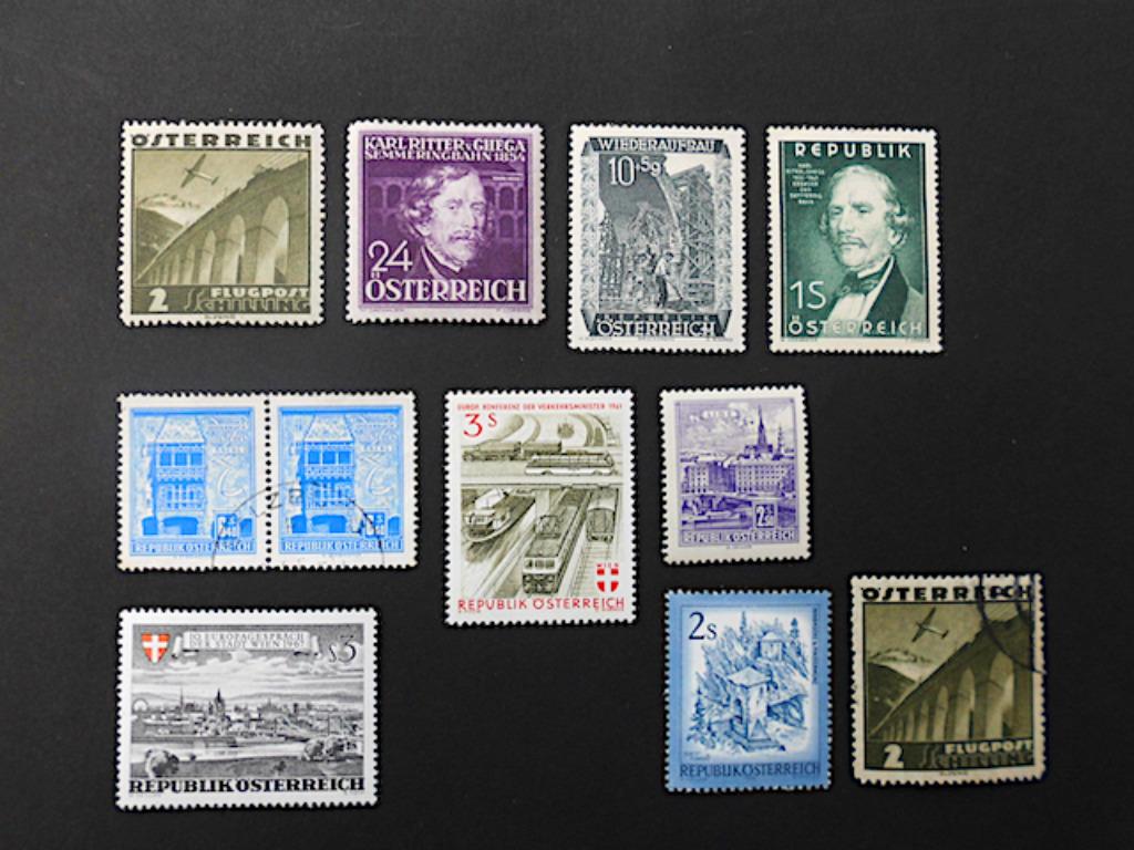 Autriche : 11 timbres (1935 - 1974), Enlèvement ou Envoi