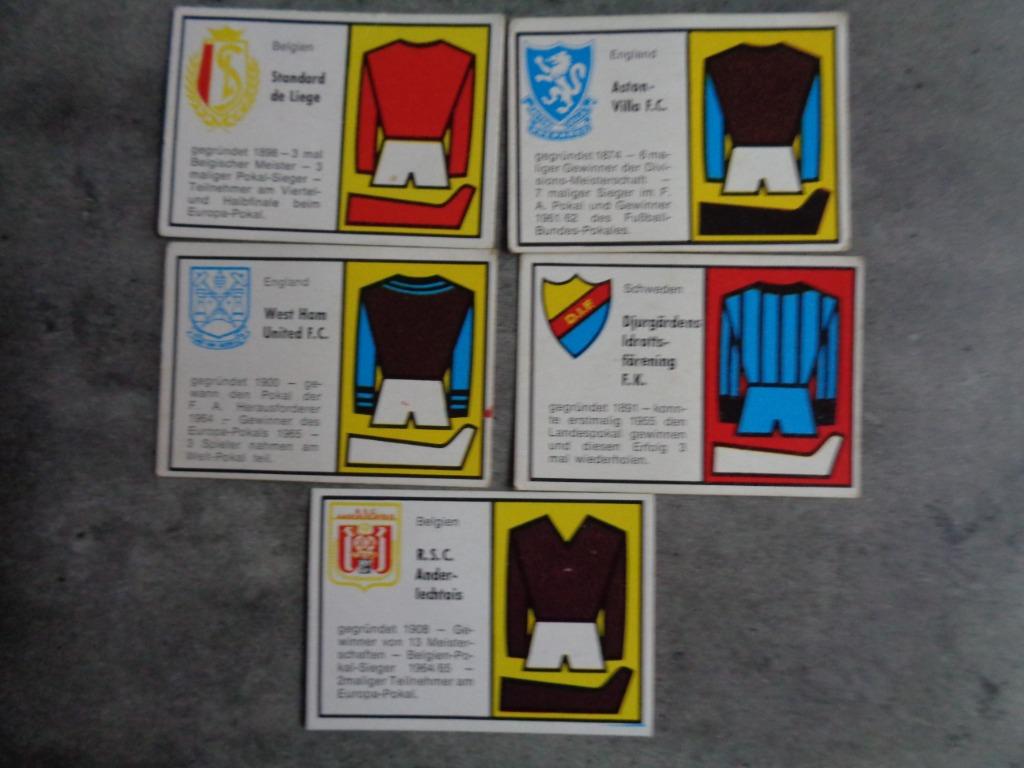 Cartes de FOOTBALL de 1970 BAUER WELTFUSSBALL 5X, Envoi