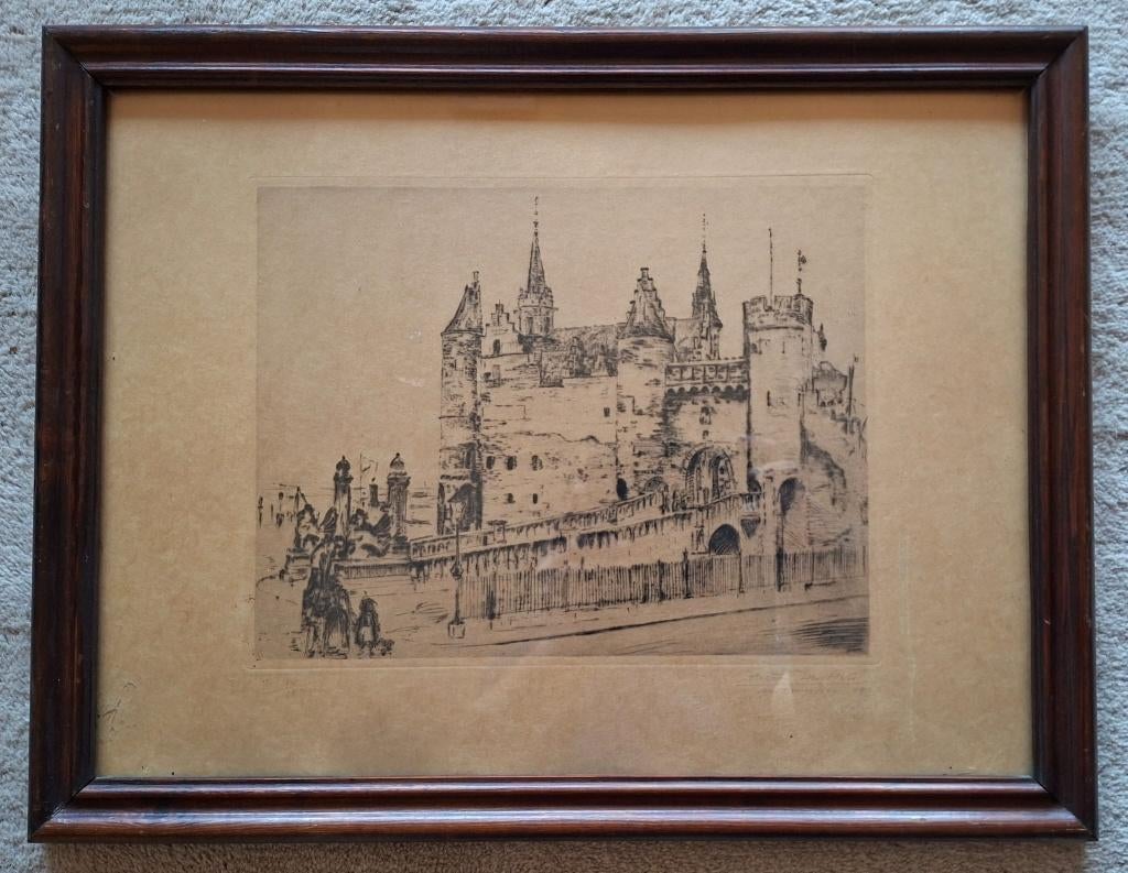 Steen te Antwerpen, ets van Pieter DE METS 1928, 14 van 100, Ophalen of Verzenden