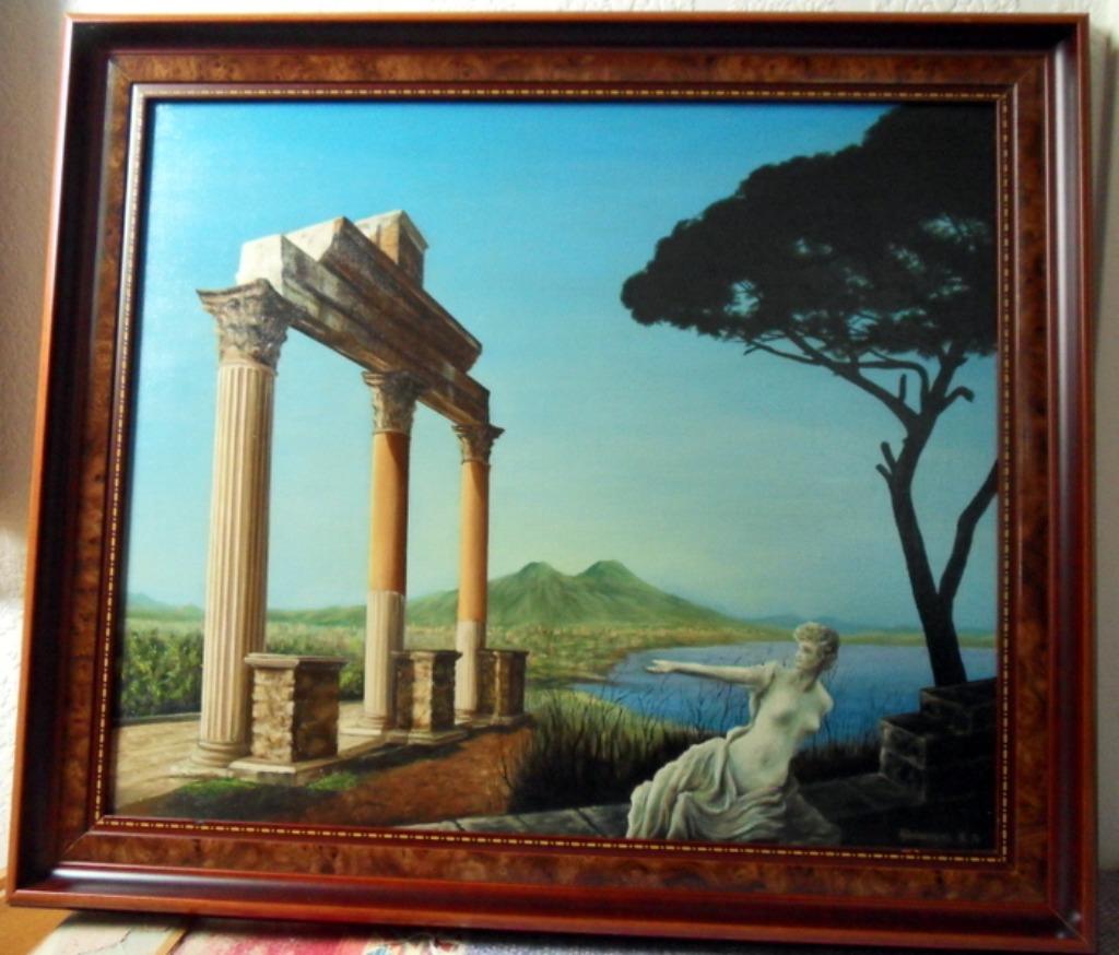 Schilderij “verloren beschaving” H. Adriaensen '76 85 cm *74, Ophalen