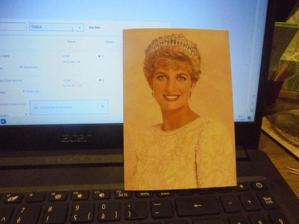 prinses Diana bidprentje, Verzamelen, Ophalen of Verzenden, Zo goed als nieuw, Kaart, Foto of Prent