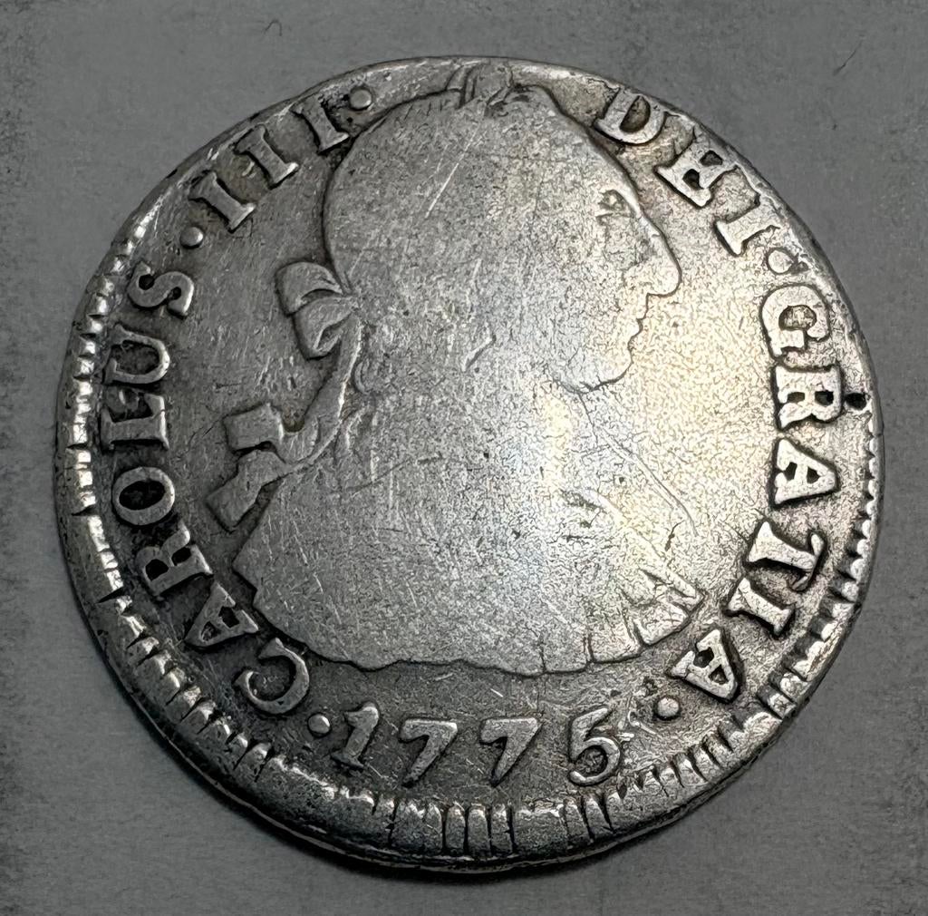 Zilveren 2 reals 1775 Bolivia, Ophalen of Verzenden, Zilver