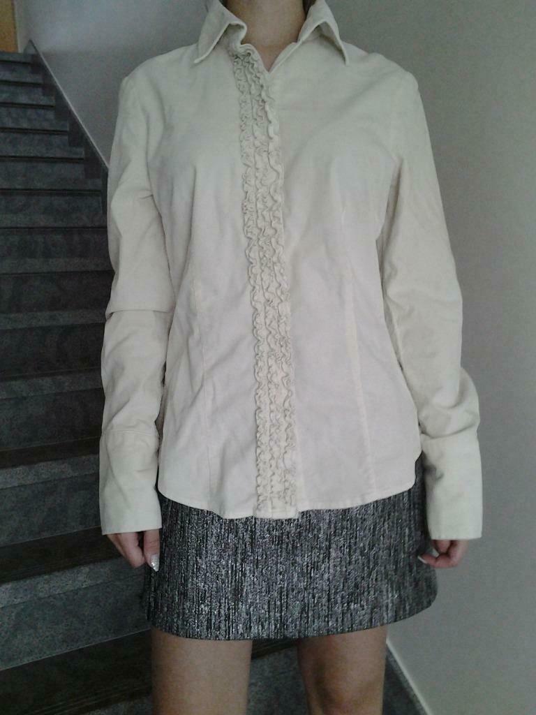 ribfluwelen bloes met ruches, Enlèvement ou Envoi, Neuf, Taille 36 (S), Beige