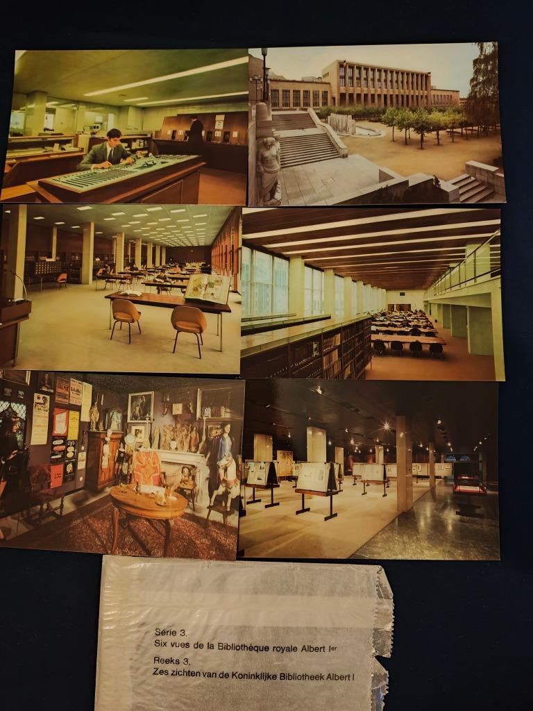Lot de 6 cartes postales Six vues de la Bibliothèque Royale, Ophalen of Verzenden, 1980 tot heden, Ongelopen, Brussel (Gewest)