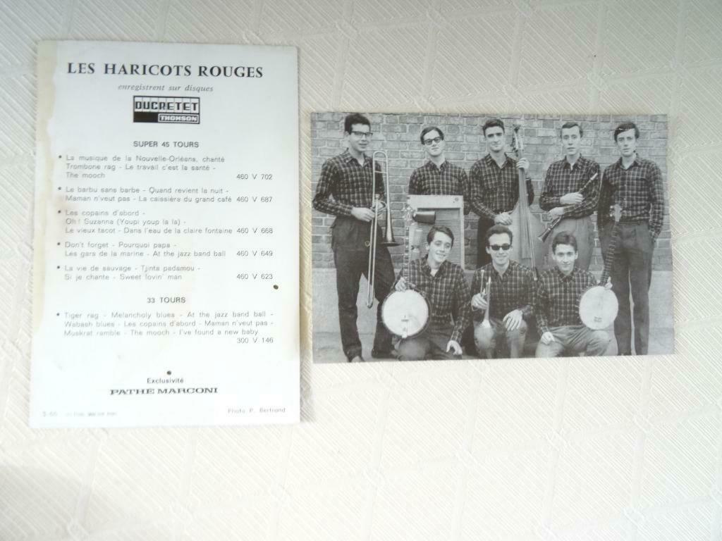 2 cartes photo du groupe Les Haricots Rouges, Collections, Enlèvement ou Envoi, Utilisé
