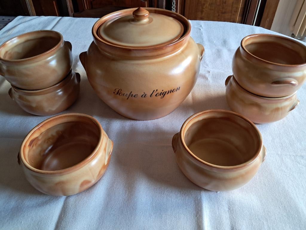 Soupière et 6 bols vintage, Enlèvement