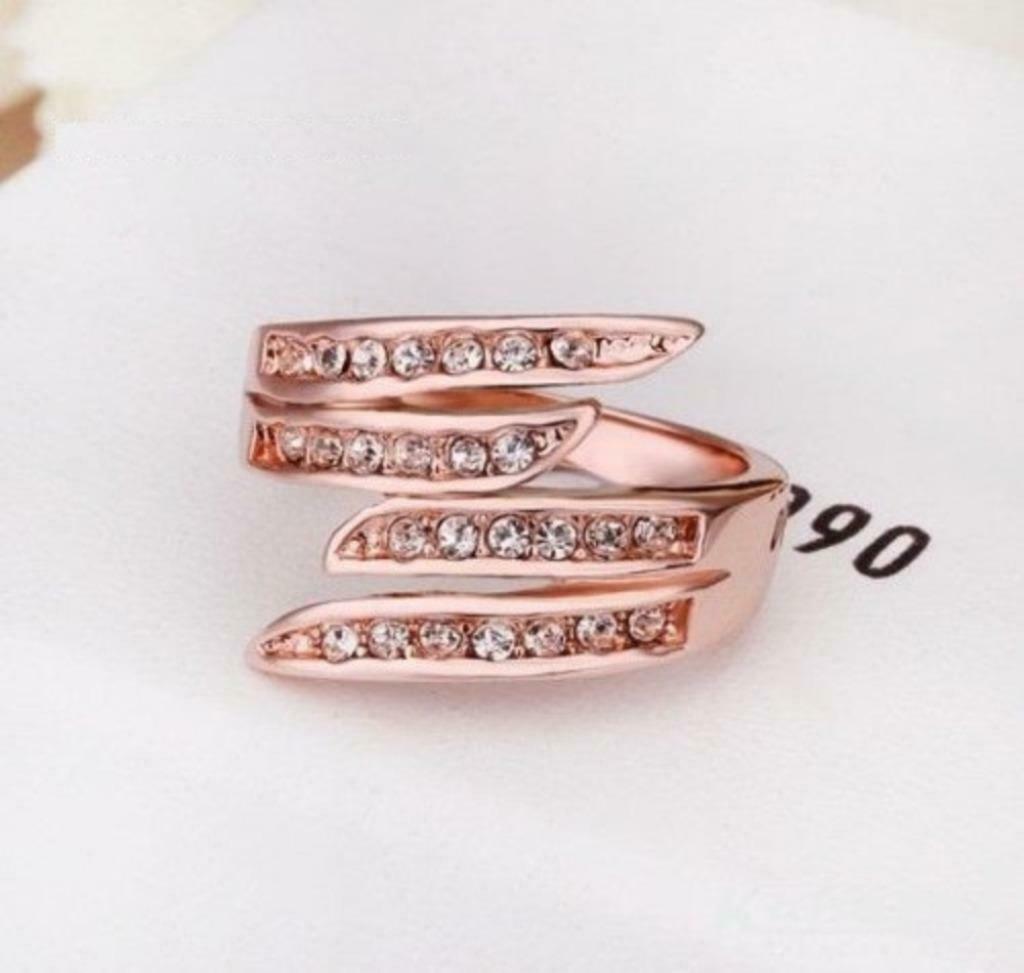 Rose Gold Plated Crystal Finger Rings Alloy Europe, Bijoux, Sacs & Beauté, Bagues, Enlèvement, Neuf, Rose