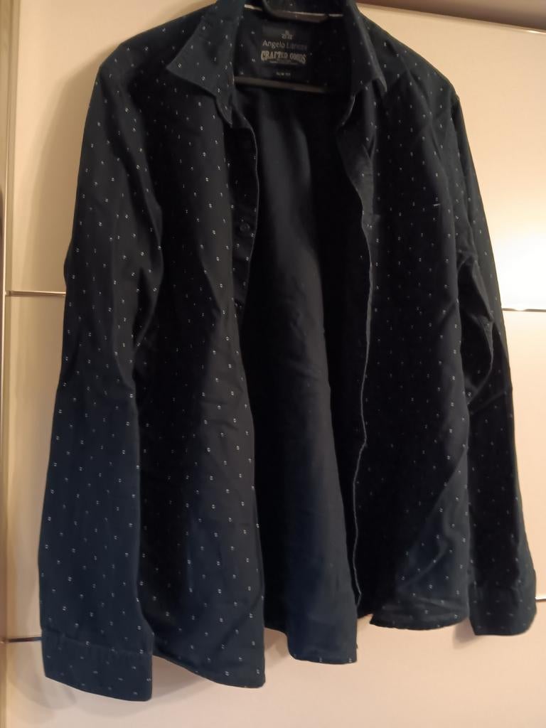 Chemise noire avec oiseaux blancs xl Angelo Litrico nr23, Enlèvement ou Envoi, Comme neuf, Noir