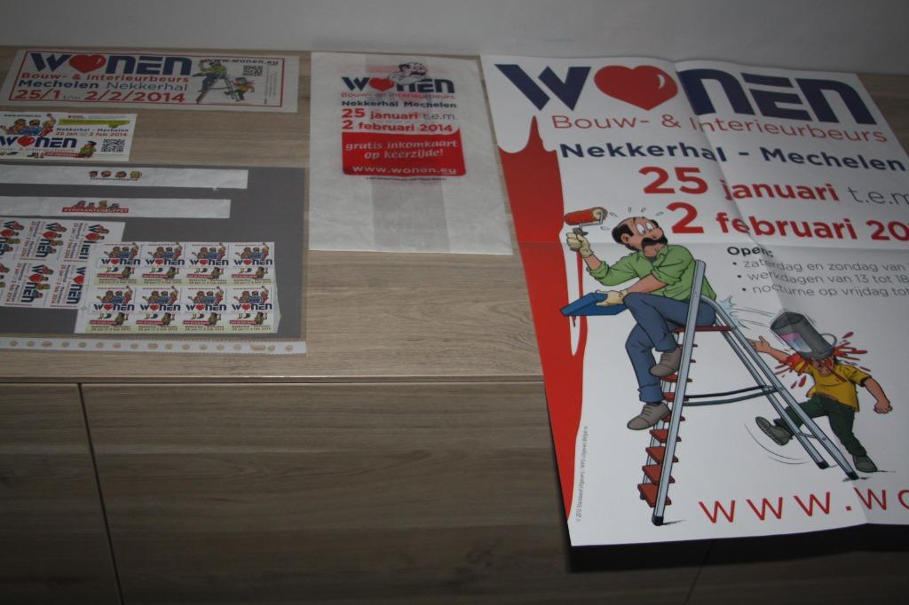 Lot Kiekeboe , 2014 Wonen beursposter ,inkomkaart , enz..., Ophalen of Verzenden, Overige figuren, Zo goed als nieuw, Overige typen
