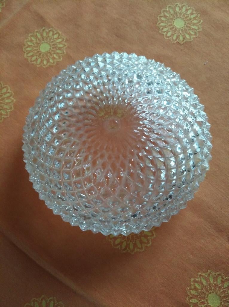 Ronde diamant geslepen glazen bol - diameter 20 cm, Ophalen of Verzenden, Zo goed als nieuw, Glas