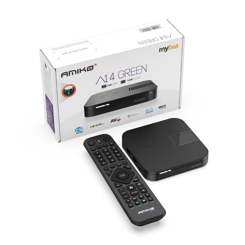 Amiko A14 Boitier IPTV Android Vert, Audio, Tv en Foto, Mediaspelers, HDMI, USB 2.0, Ophalen