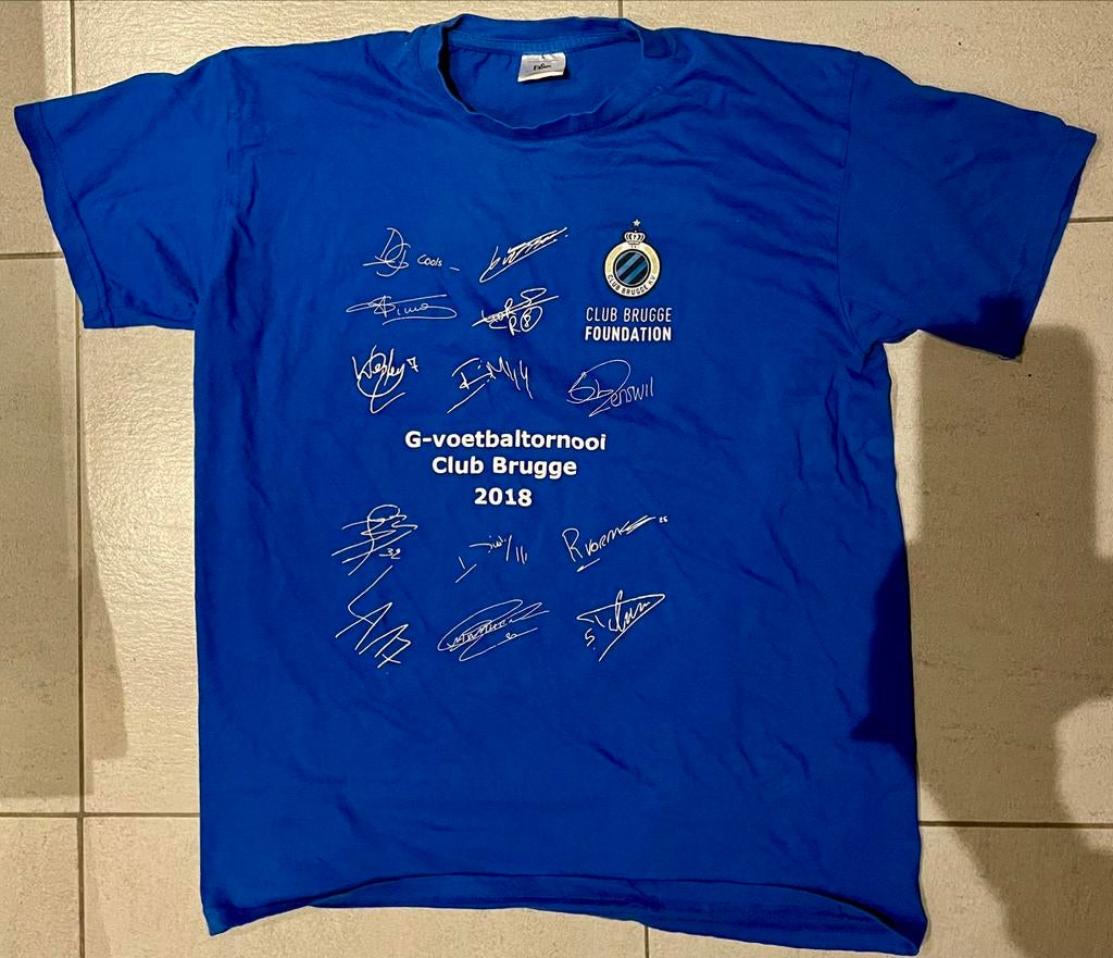 Uniek t-shirt G-Voetbaltornooi Club Brugge 2018 medium, Sport en Fitness, Maat M, Ophalen, Zo goed als nieuw, Shirt