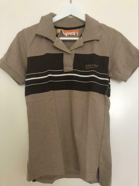 Polo Superdry, Porté, Taille 36 (S), Brun, Manches courtes