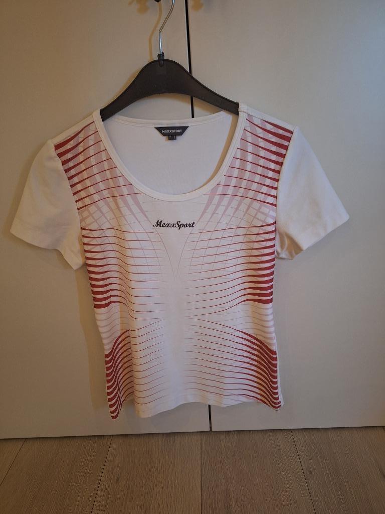 Tenniskleding, bloesje, Mexx Sport, maat S, wit en rood, Mexx, Wit, Ophalen of Verzenden, Zo goed als nieuw