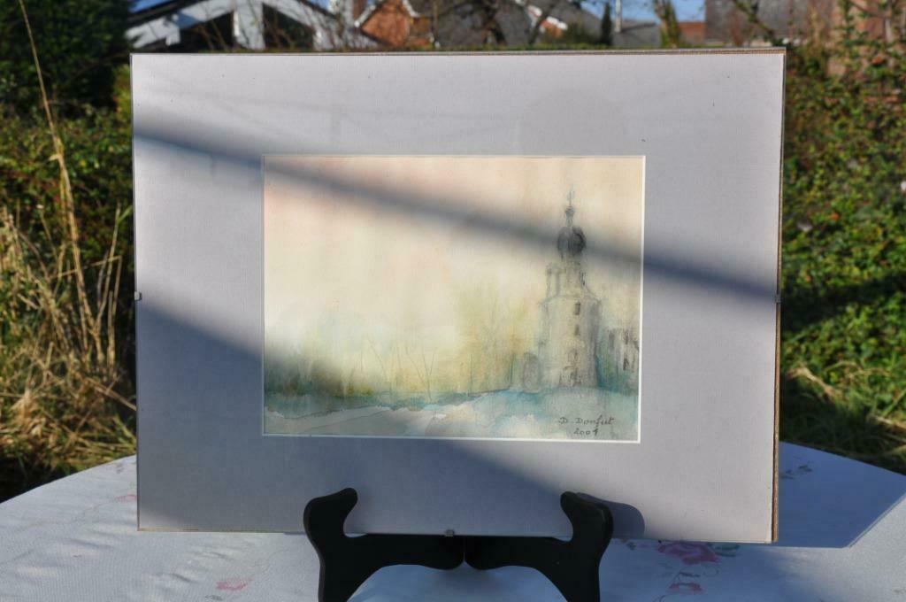 gouache chateau havre signée D.Donfut, Antiquités & Art, Enlèvement ou Envoi