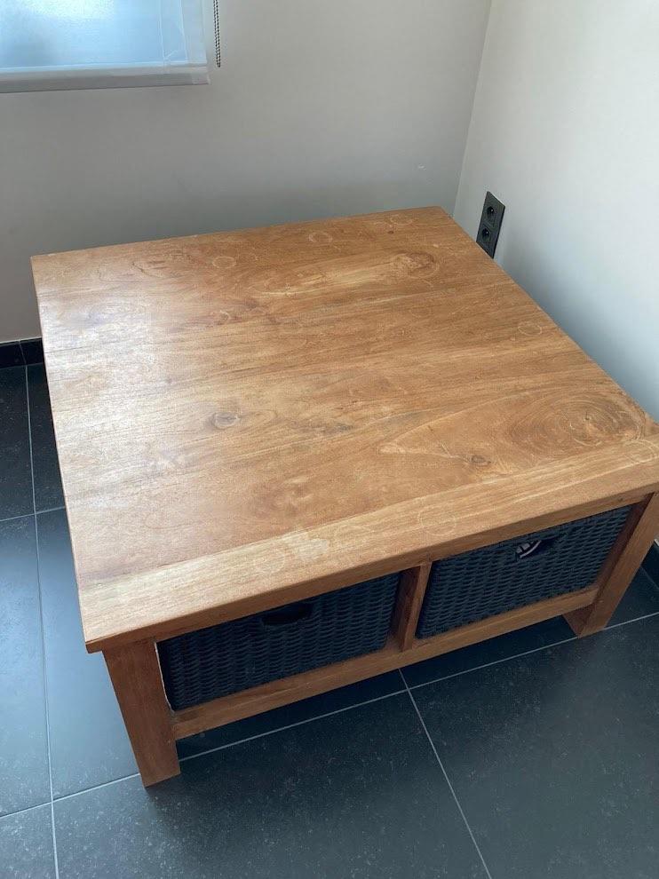 Teaken salontafel, Ophalen, Gebruikt, 50 tot 100 cm, 50 tot 100 cm
