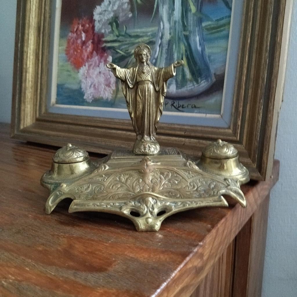 Pièce rare Encrier en bronze XIX e, Antiquités & Art, Antiquités | Bronze & Cuivre, Enlèvement ou Envoi, Bronze