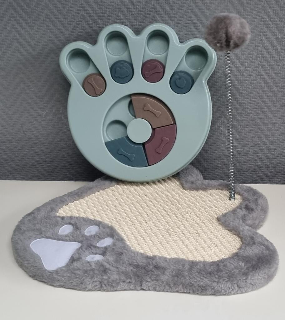 Pack jeu & bien-être: griffoir+puzzle interactif, Dieren en Toebehoren, Kattenspeelgoed, Zo goed als nieuw, Intelligentiespeelgoed
