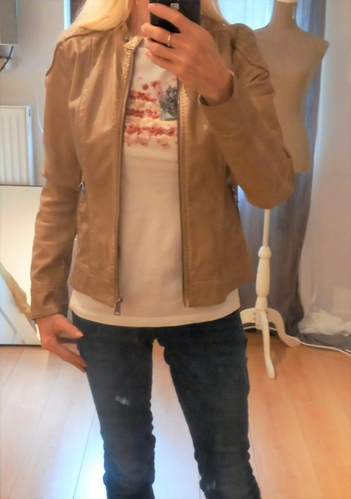 ONLY veste simili cuir taupe t.34/XS tb état, Only, Enlèvement ou Envoi, Comme neuf, Brun