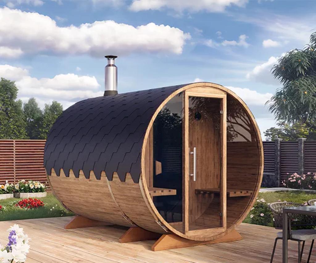 Barrelsauna 300 Thermowood, Gratis sauna installatie!, Ophalen of Verzenden, Nieuw