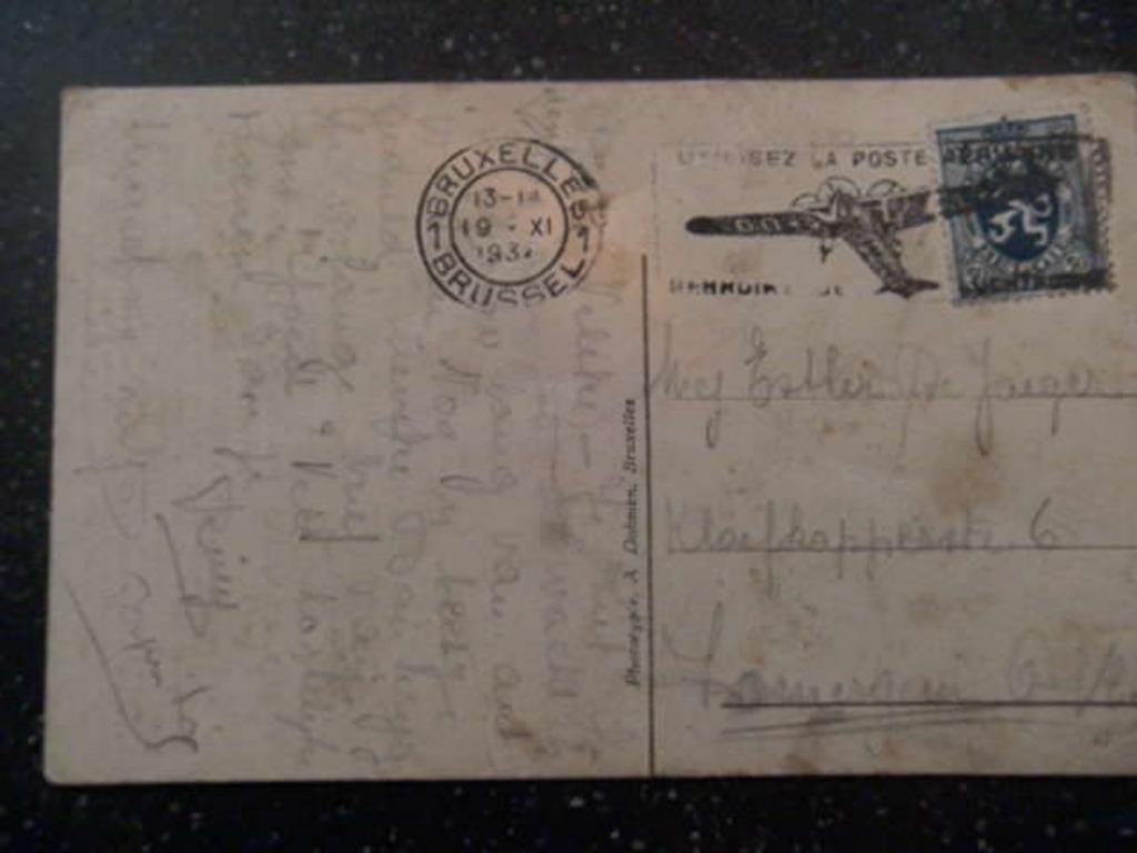 luchtpost manneke pis 1934 chasseur alpin vliegtuig stempel, Verzenden