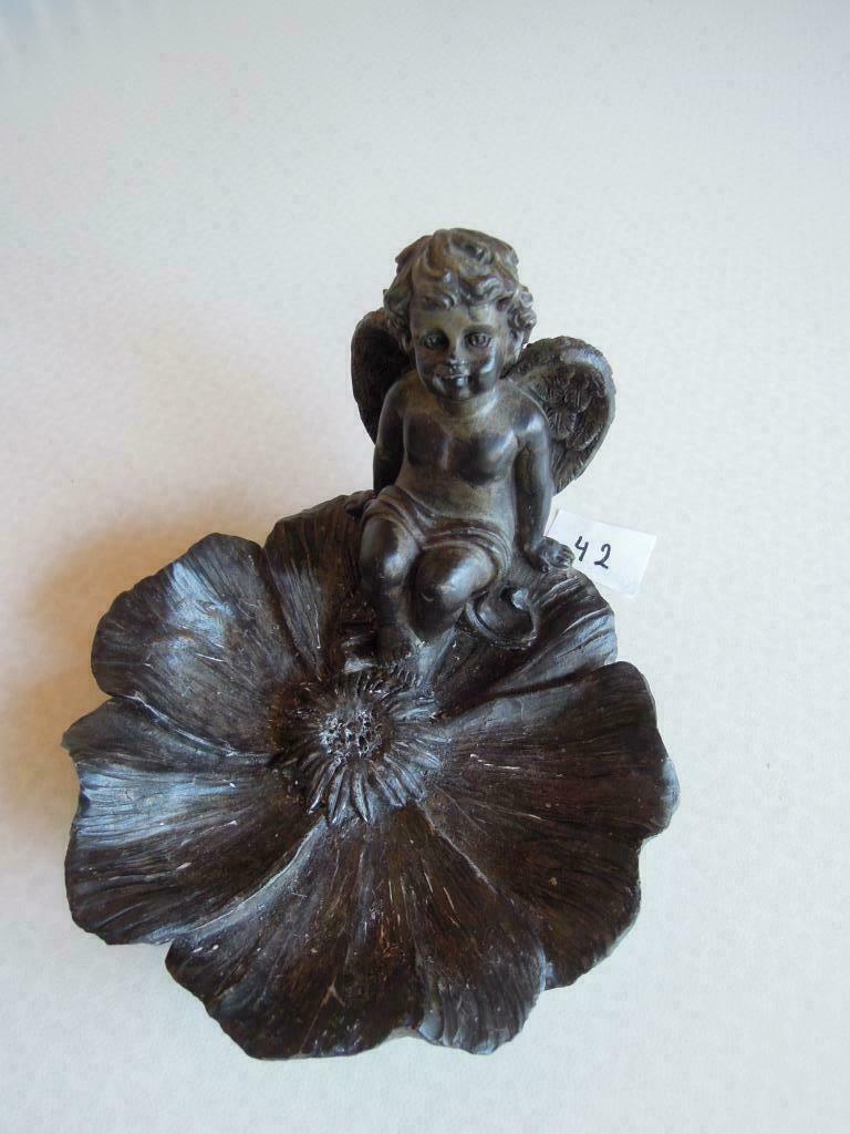statue ange sur une fleur composite noir, Antiquités & Art, Art | Sculptures & Bois, Enlèvement ou Envoi