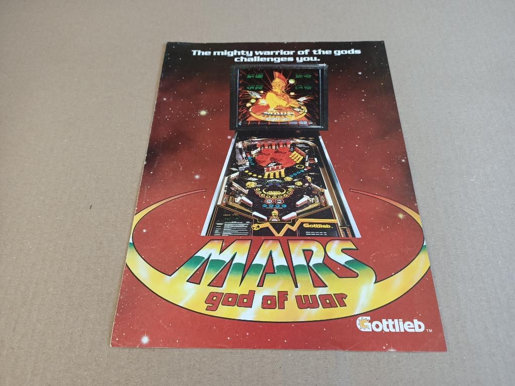 Flyer/ Folder: Gottlieb Mars God Of War (1981) Flipperkast, Verzamelen, Automaten | Flipperkasten, Ophalen of Verzenden, Flipperkast