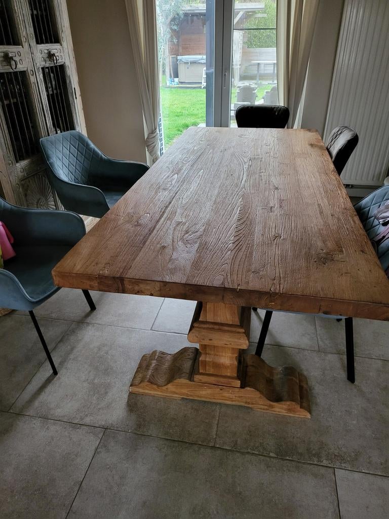 Kloostertafel, Ophalen, Eikenhout, Zo goed als nieuw, Vijf personen of meer