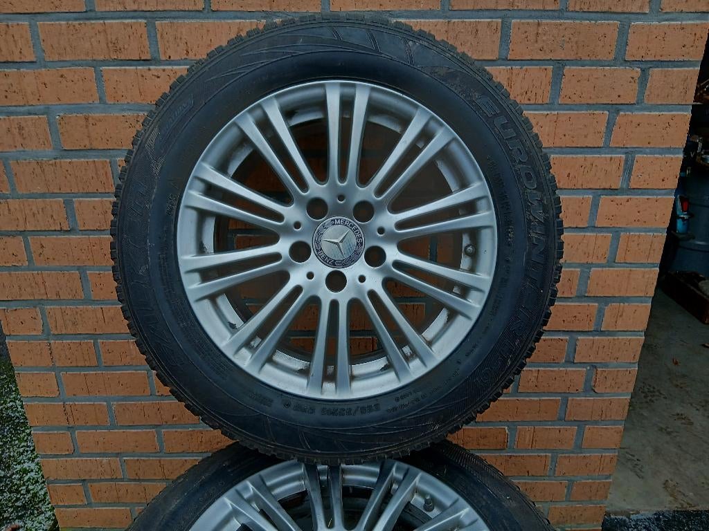 4 LICHTMETALEN VELGEN VAN MERCEDES  225/55R16 WINTERBANDEN, Auto-onderdelen, Banden en Velgen, Gebruikt, 16 inch, Banden en Velgen