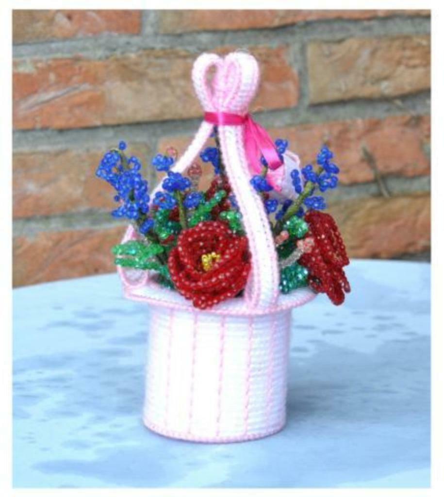 §montage floral en laine et perle, Enlèvement ou Envoi, Comme neuf, Bricolage