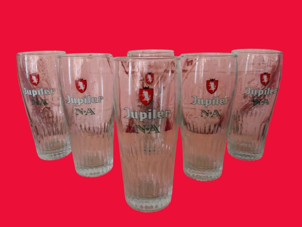 6 Verres côtelés " Jupiler N.A " Nouveaux, Enlèvement, Neuf, Verre ou Verres, Jupiler