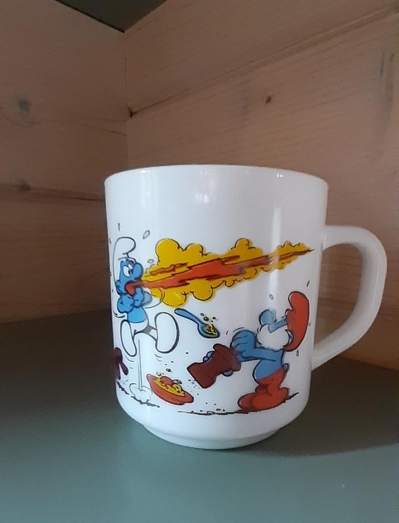 Mug à sac Le Schtroumpf en arcopal 1983, Collections, Enlèvement ou Envoi, Comme neuf