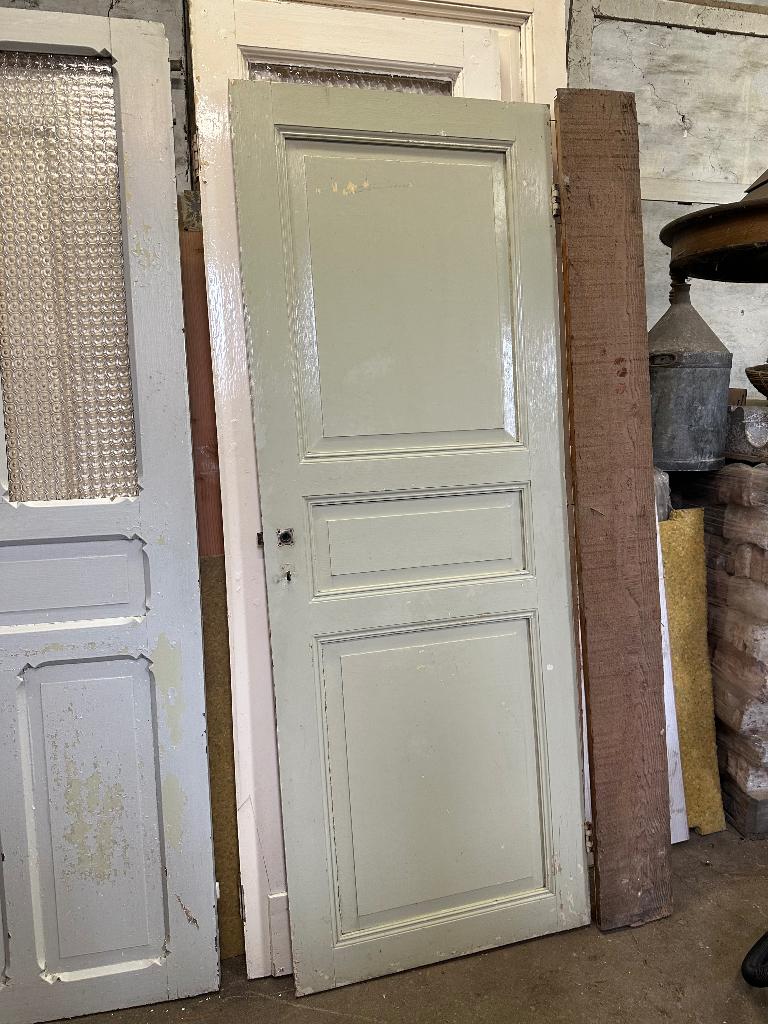 Vintage hoge verfdeur 3 panelen, 2,11m X 0,78m, Porte intérieure, Enlèvement, Utilisé, Moins de 80 cm