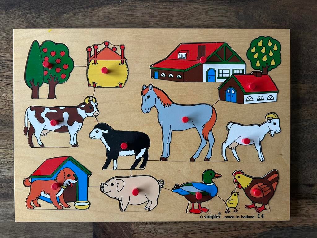 Inlegpuzzel thema boerderij, Kinderen en Baby's, 2 tot 4 jaar, 10 tot 50 stukjes, Ophalen of Verzenden, Zo goed als nieuw
