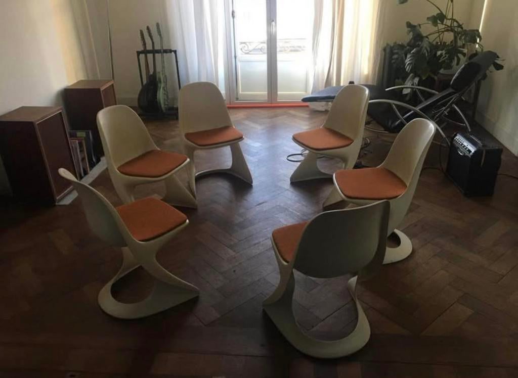 Casalino chairs by Alexander Begge for Casala, Synthétique, Enlèvement, Cinq, Six Chaises ou plus, Utilisé