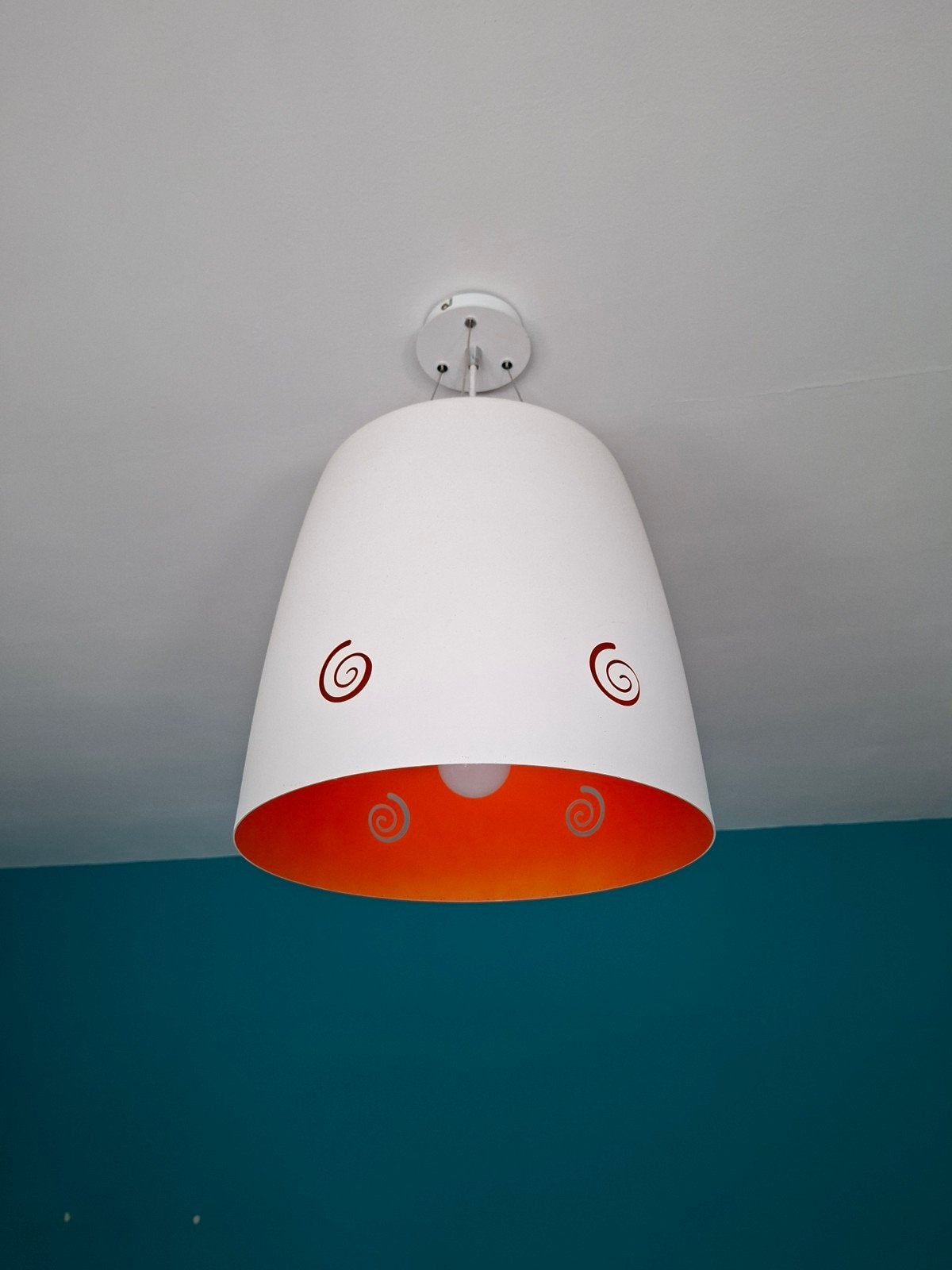 Lucide oranje en groene hanglamp, Ophalen, Zo goed als nieuw, Minder dan 50 watt, Armatuur